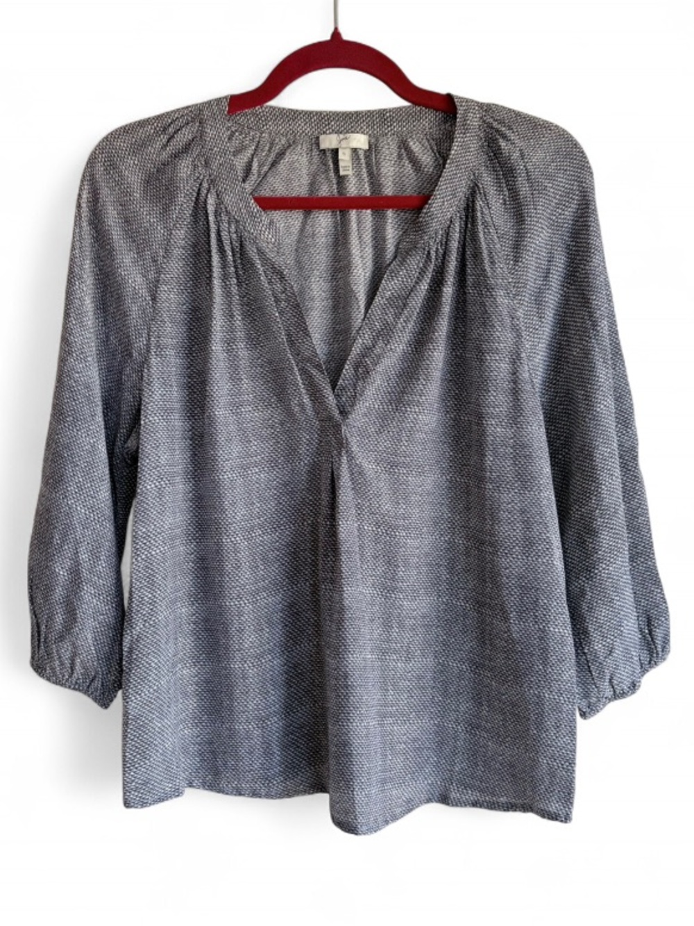 Joie Textural Print Bluestone Addie B V Neck Silk Blouse Size S